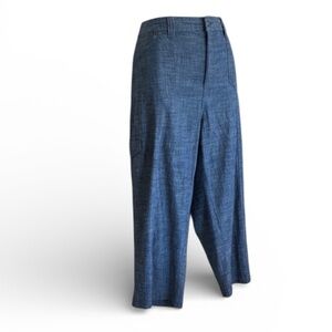CROFT & BARROW Blue Cropped Pants, Linen look, Denim look, High Waist. 14